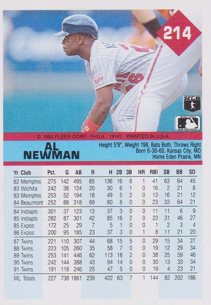 Al Newman  baseball card collectible - Main Image 2