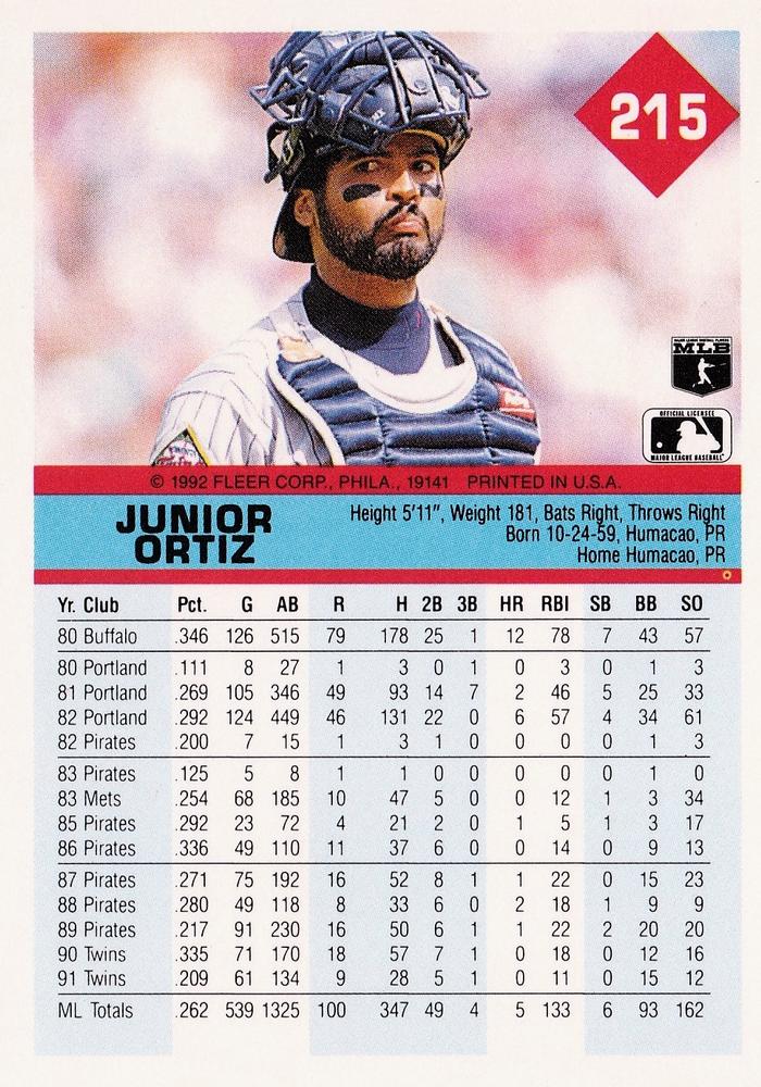 Junior Ortiz  baseball card collectible - Main Image 2