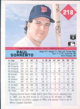 Paul Sorrento  baseball card collectible - Main Image 2
