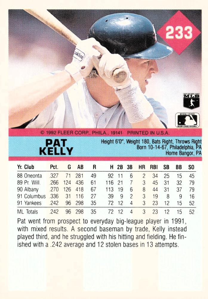 Pat Kelly  baseball card collectible - Main Image 2
