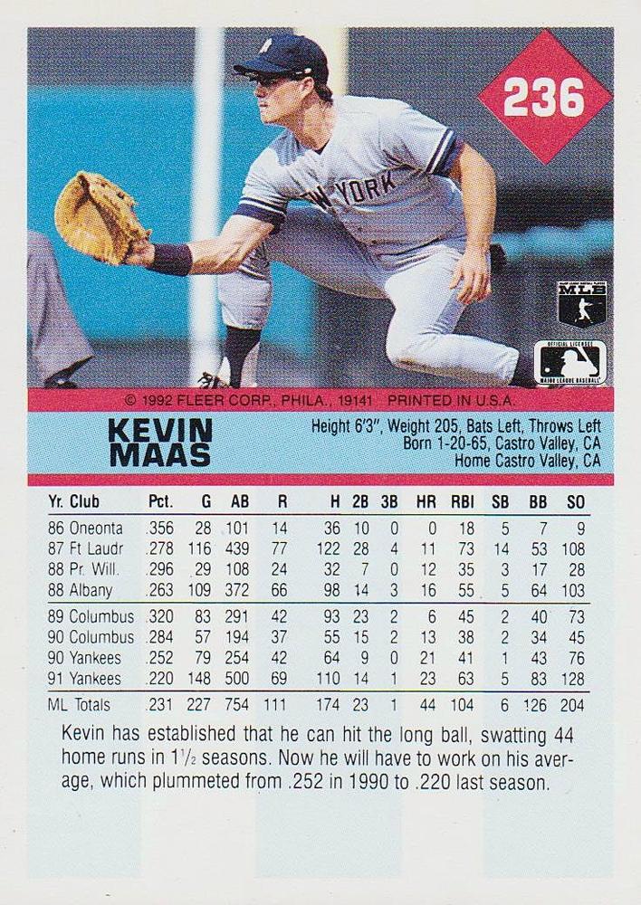 Kevin Maas  baseball card collectible - Main Image 2