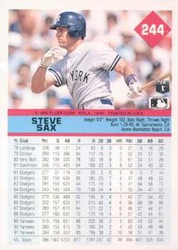 Steve Sax  baseball card collectible - Main Image 2