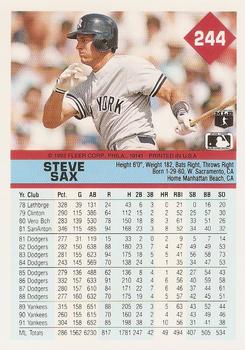 Steve Sax  baseball card collectible - Main Image 2