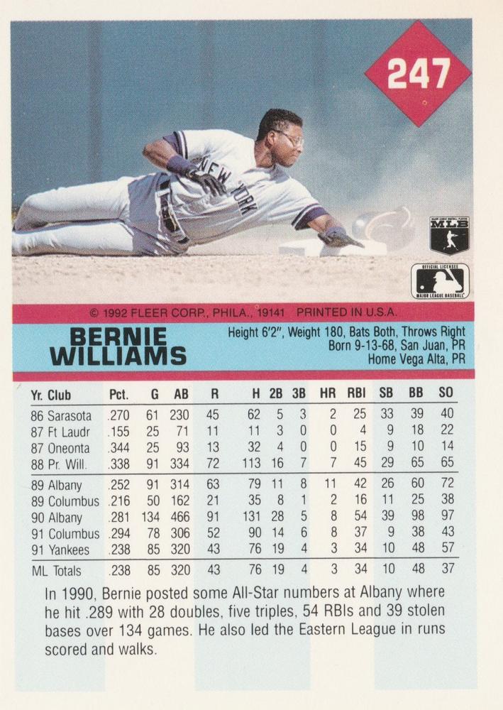 Bernie Williams  baseball card collectible - Main Image 2