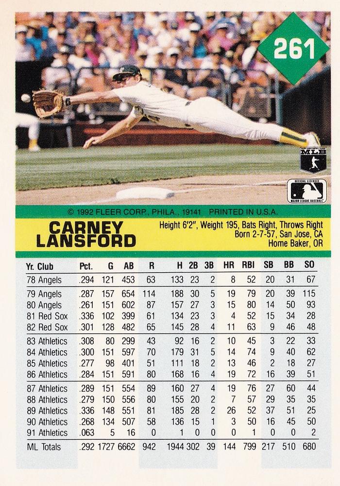 Carney Lansford  baseball card collectible - Main Image 2
