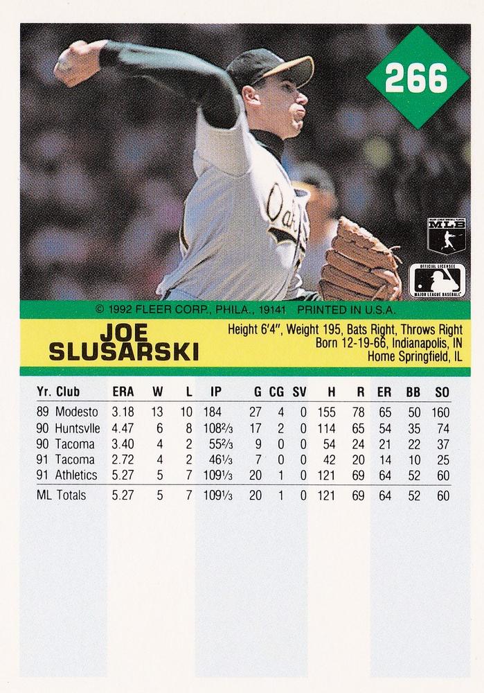 Joe Slusarski  baseball card collectible - Main Image 2