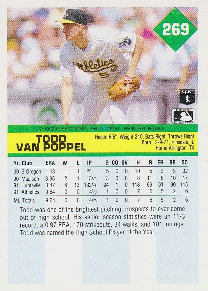 Todd Van Poppel  baseball card collectible - Main Image 2