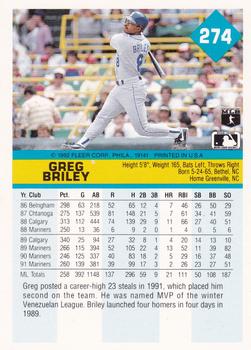 Greg Briley  baseball card collectible - Main Image 2