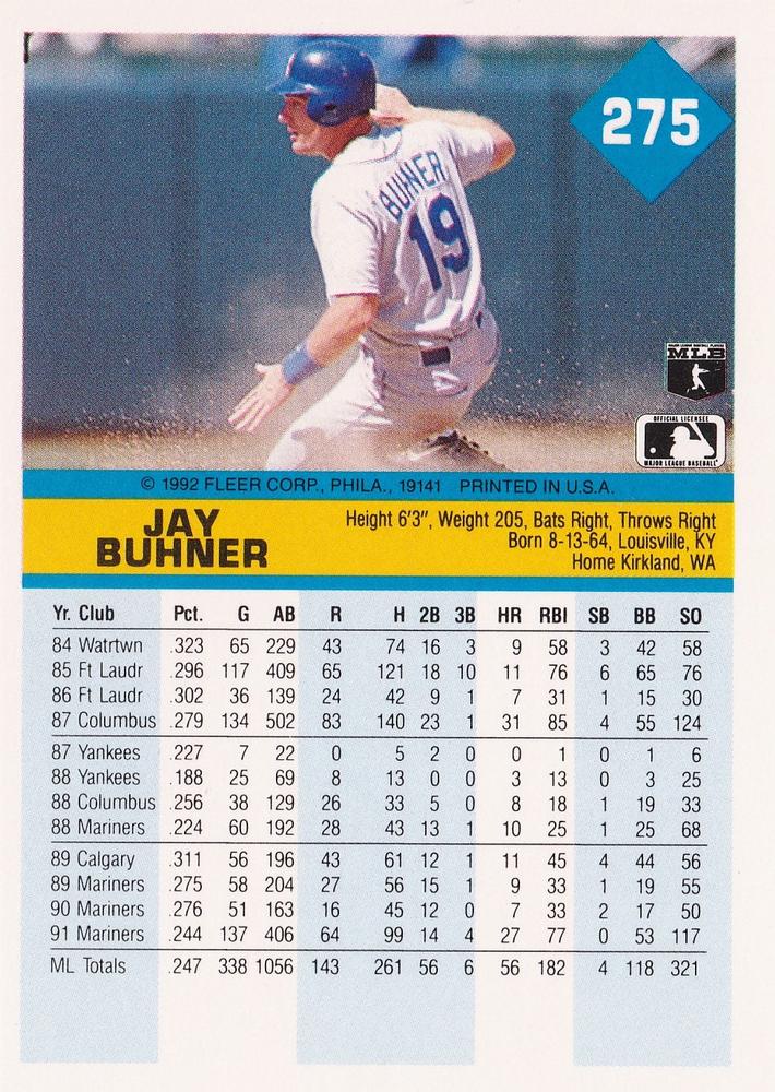Jay Buhner  baseball card collectible - Main Image 2