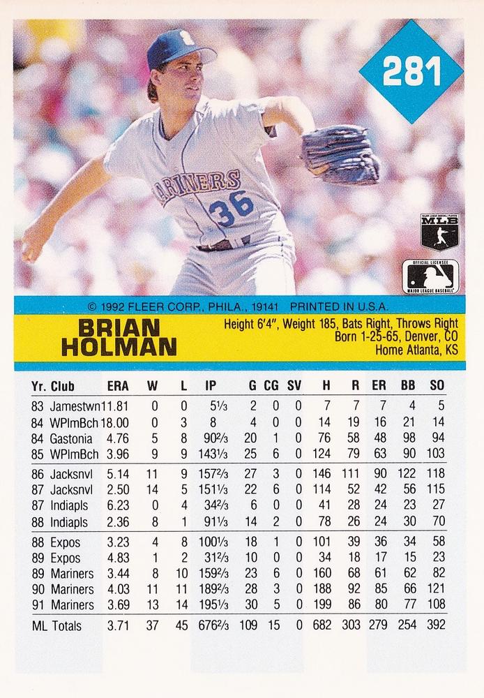 Brian Holman  baseball card collectible - Main Image 2