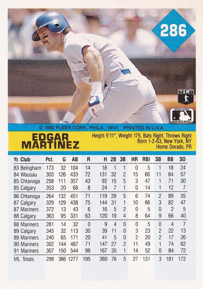 Edgar Martinez  baseball card collectible - Main Image 2