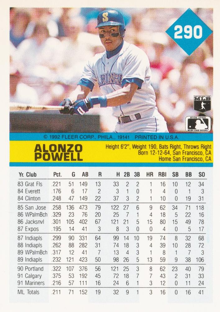 Alonzo Powell  baseball card collectible - Main Image 2