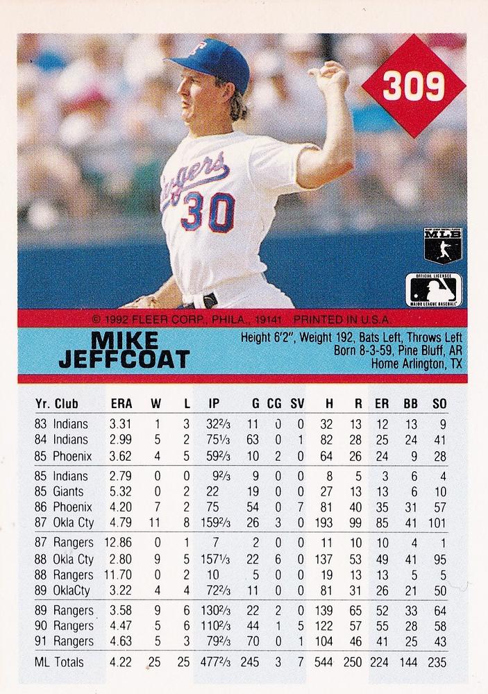 Mike Jeffcoat  baseball card collectible - Main Image 2