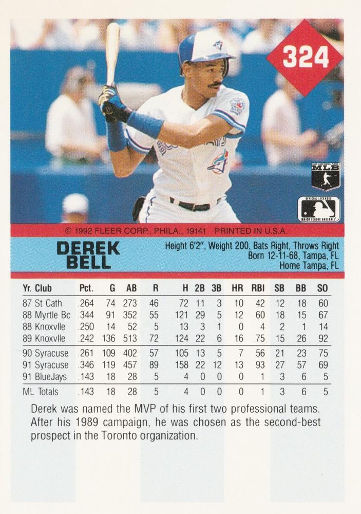 Derek Bell  baseball card collectible - Main Image 2