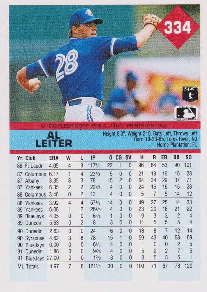 Al Leiter  baseball card collectible - Main Image 2