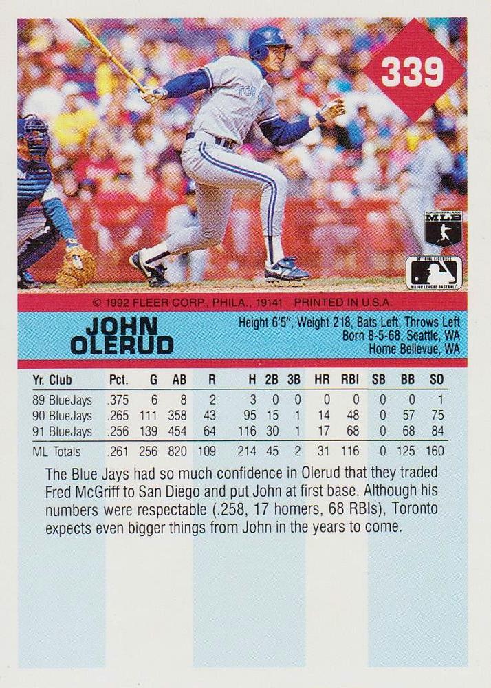 John Olerud  baseball card collectible - Main Image 2