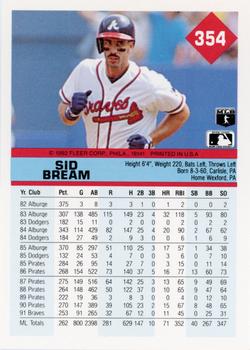 Sid Bream  baseball card collectible - Main Image 2