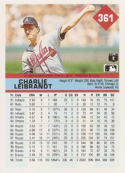 Charlie Leibrandt  baseball card collectible - Main Image 2