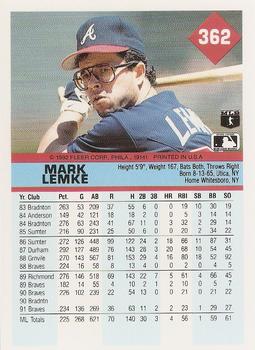 Mark Lemke  baseball card collectible - Main Image 2