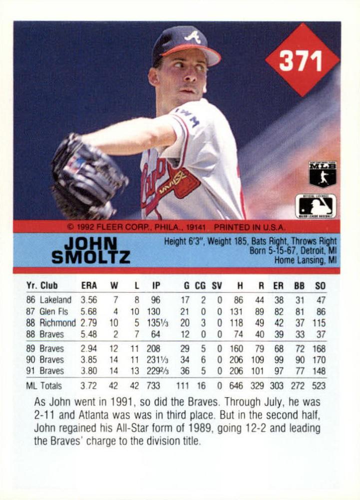 John Smoltz  baseball card collectible - Main Image 2