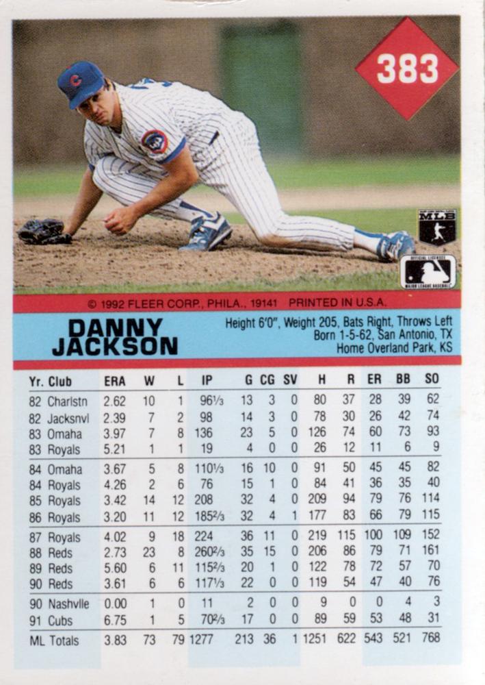 Danny Jackson  baseball card collectible - Main Image 2