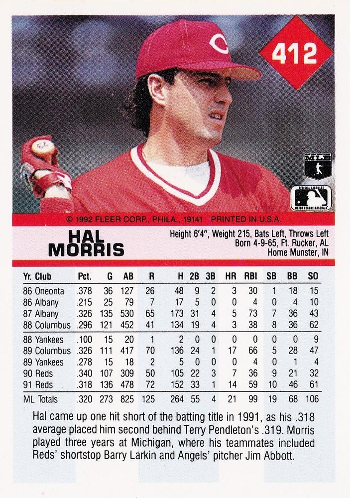 Hal Morris  baseball card collectible - Main Image 2