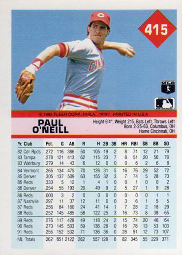Paul O’Neill  baseball card collectible - Main Image 2