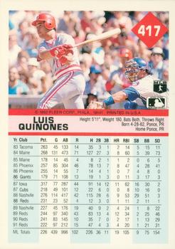 Luis Quinones  baseball card collectible - Main Image 2
