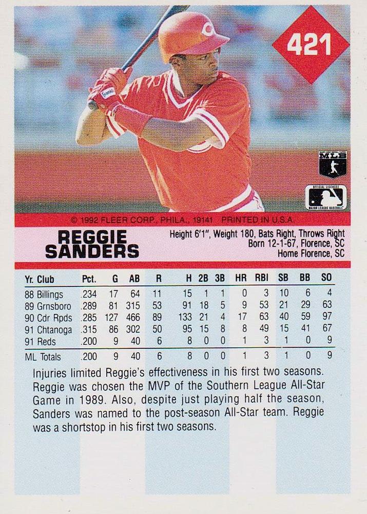 Reggie Sanders  baseball card collectible - Main Image 2