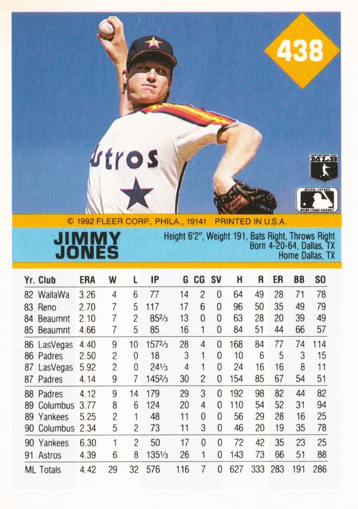 Jimmy Jones  baseball card collectible - Main Image 2