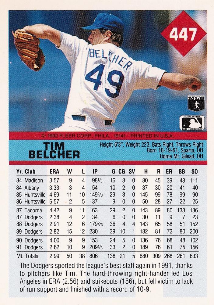 Tim Belcher  baseball card collectible - Main Image 2