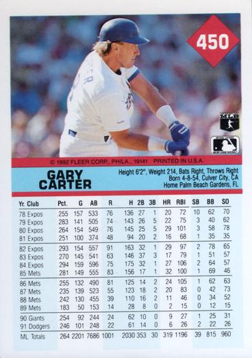 Gary Carter  baseball card collectible - Main Image 2