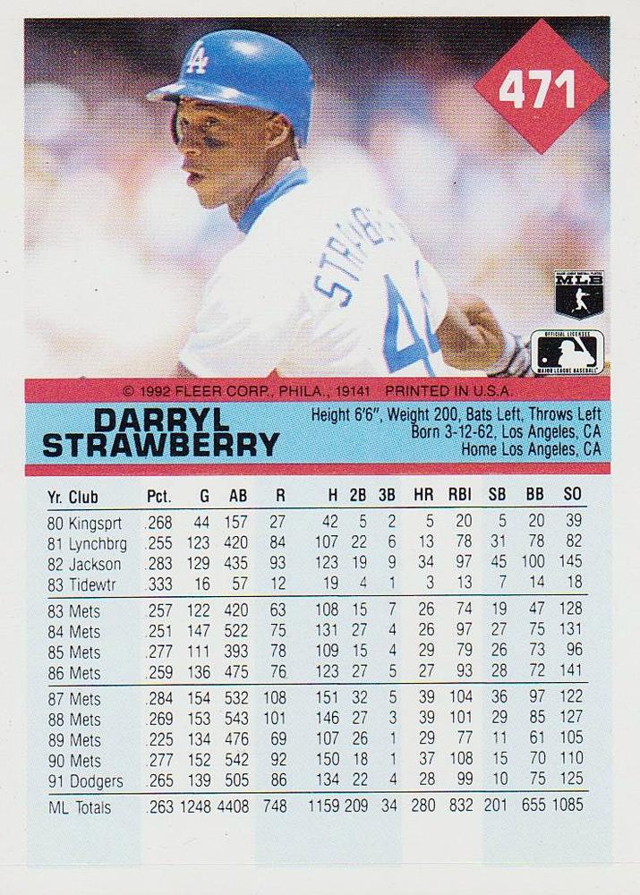 Darryl Strawberry  baseball card collectible - Main Image 2