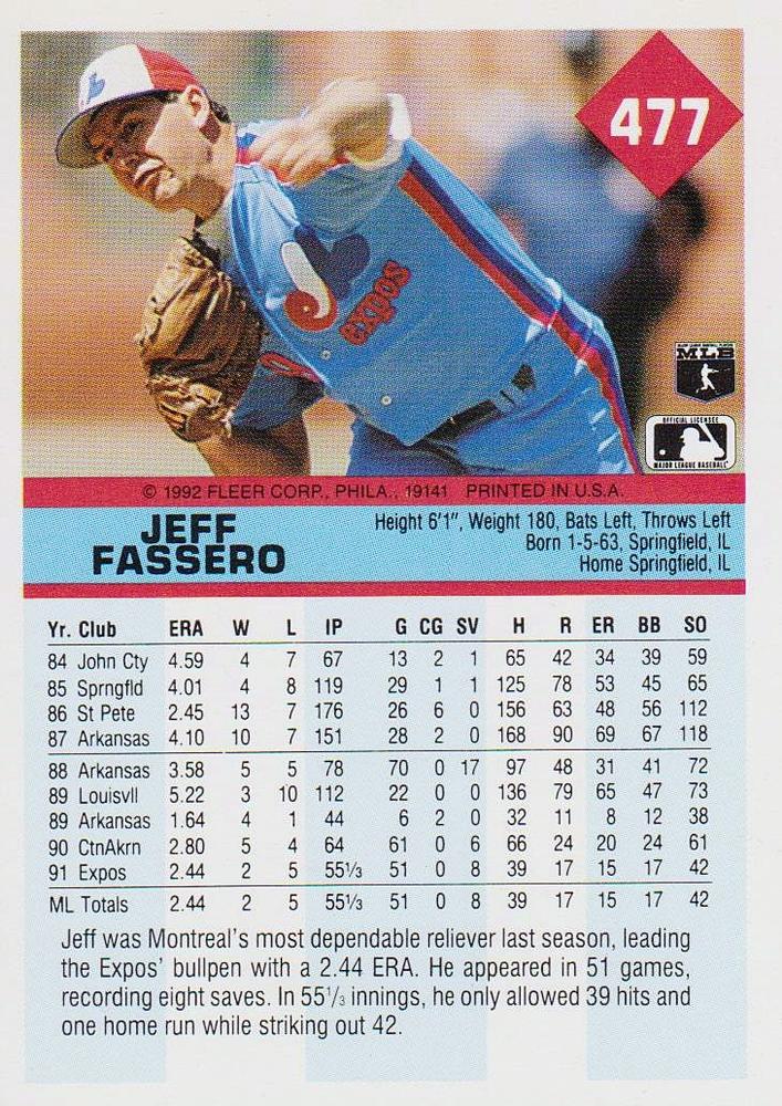 Jeff Fassero  baseball card collectible - Main Image 2