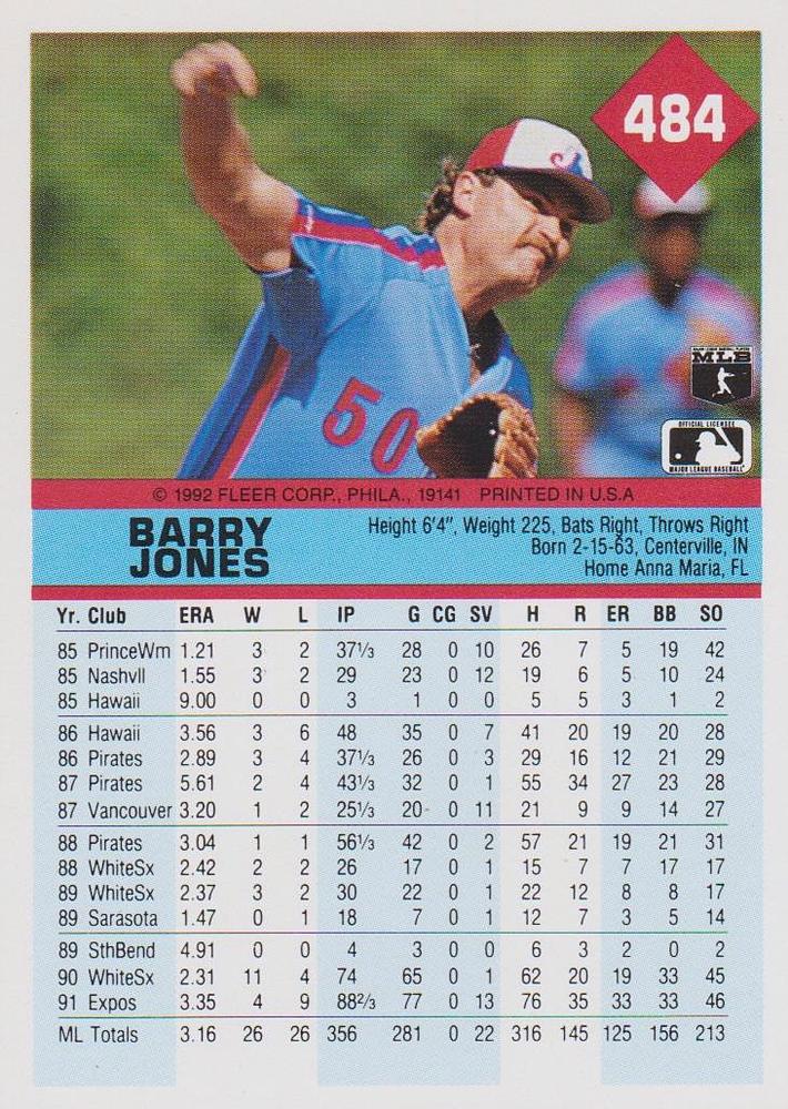 Barry Jones  baseball card collectible - Main Image 2
