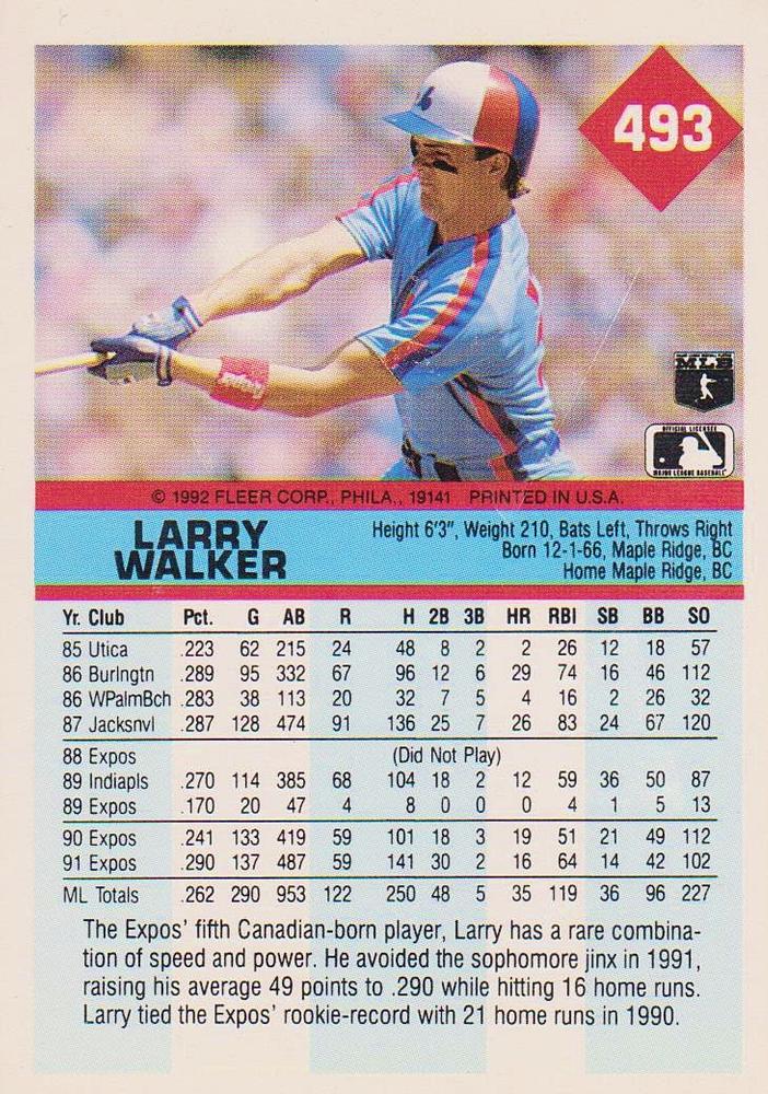Larry Walker  baseball card collectible - Main Image 2