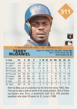 Terry McDaniel  baseball card collectible - Main Image 2