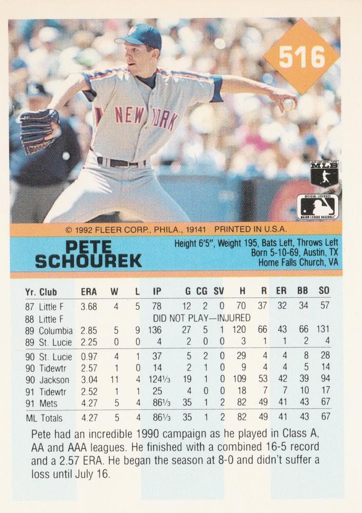Pete Schourek  baseball card collectible - Main Image 2