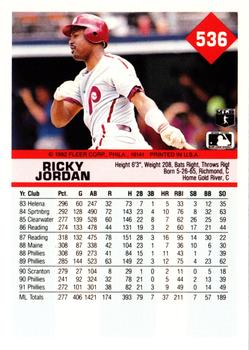 Ricky Jordan  baseball card collectible - Main Image 2