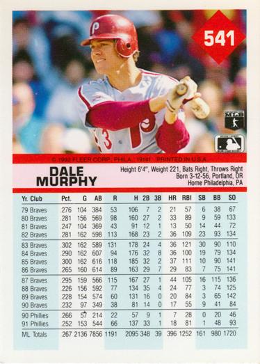 Dale Murphy  baseball card collectible - Main Image 2