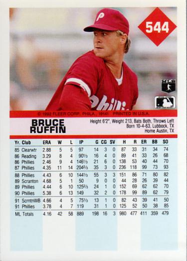 Bruce Ruffin  baseball card collectible - Main Image 2