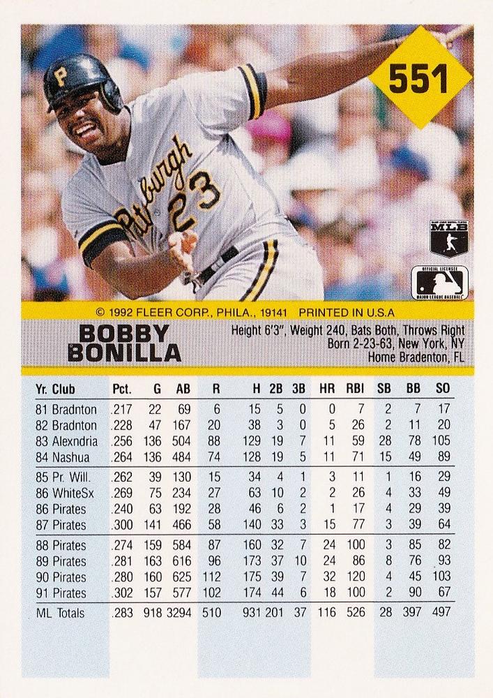 Bobby Bonilla  baseball card collectible - Main Image 2