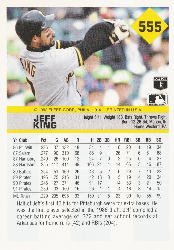 Jeff King  baseball card collectible - Main Image 2