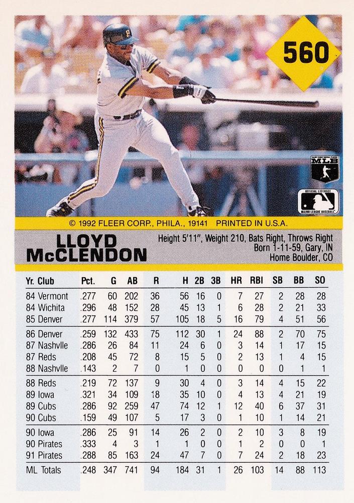 Lloyd McClendon  baseball card collectible - Main Image 2