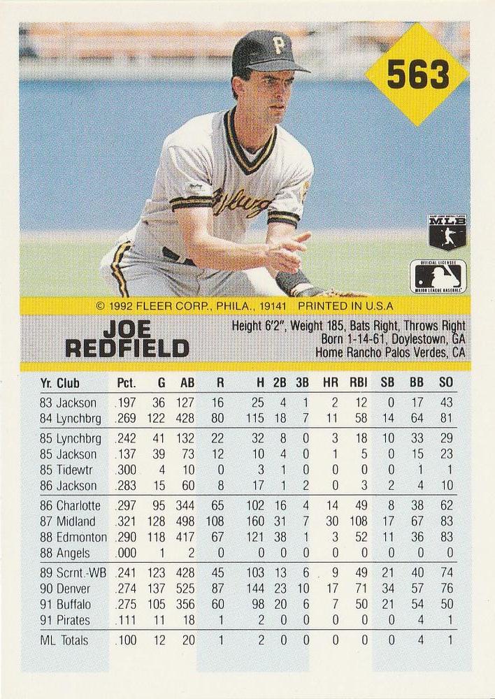 Joe Redfield  baseball card collectible - Main Image 2