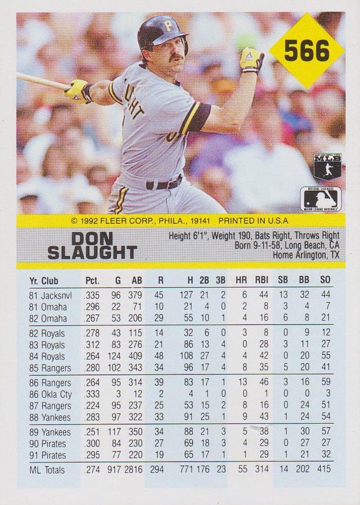 Don Slaught  baseball card collectible - Main Image 2