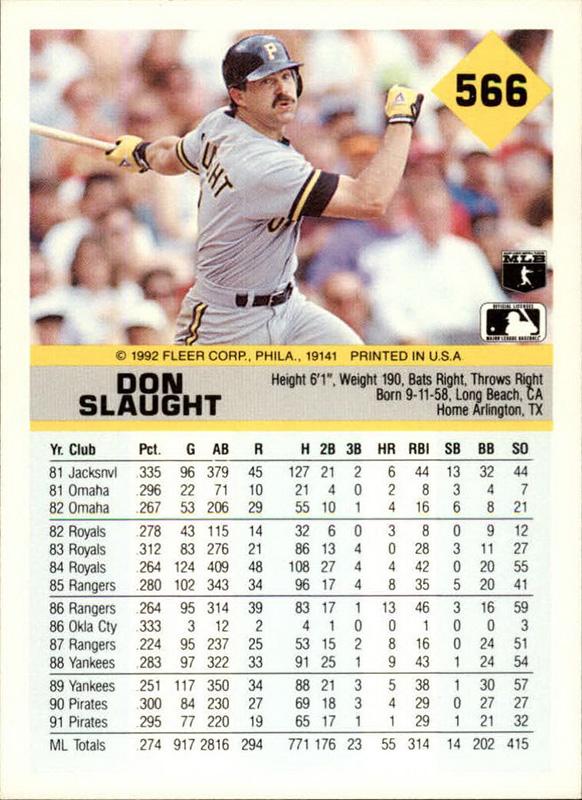 Don Slaught  baseball card collectible - Main Image 2