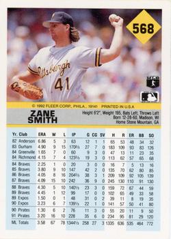 Zane Smith  baseball card collectible - Main Image 2