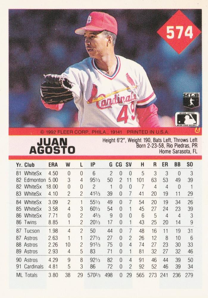 Juan Agosto  baseball card collectible - Main Image 2