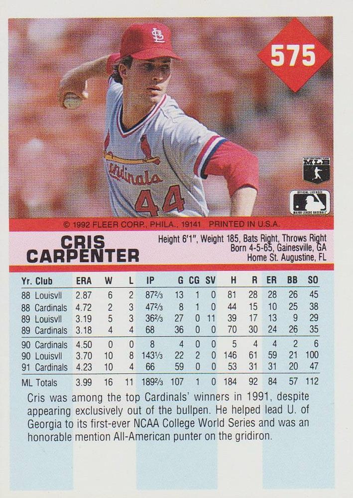 Cris Carpenter  baseball card collectible - Main Image 2